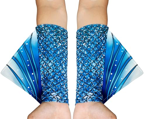 color cosplayer Meerjungfrau Handschuhe Fischschuppen Arm Ärmel Druck Flosse Halloween Kostüm Zubehör für Frauen und Mädchen, Blaue Meerjungfrau, Einheitsgröße von color cosplayer