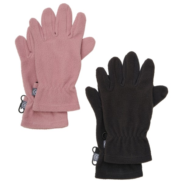 Color Kids - Kid's Gloves Fleece 2 Pair Set - Handschuhe Gr 12-14 Years rosa/schwarz von color kids