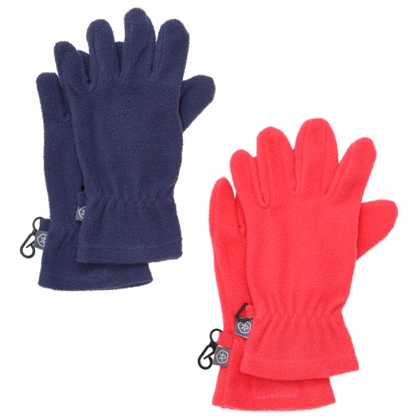 Color Kids - Kid's Gloves Fleece 2 Pair Set - Handschuhe Gr 8-10 Years blau/rot von color kids