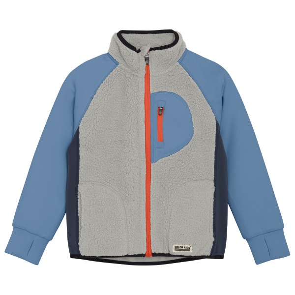 Color Kids - Kid's Teddy Jacket with Fleece Sleeves - Fleecejacke Gr 110 grau/blau von color kids