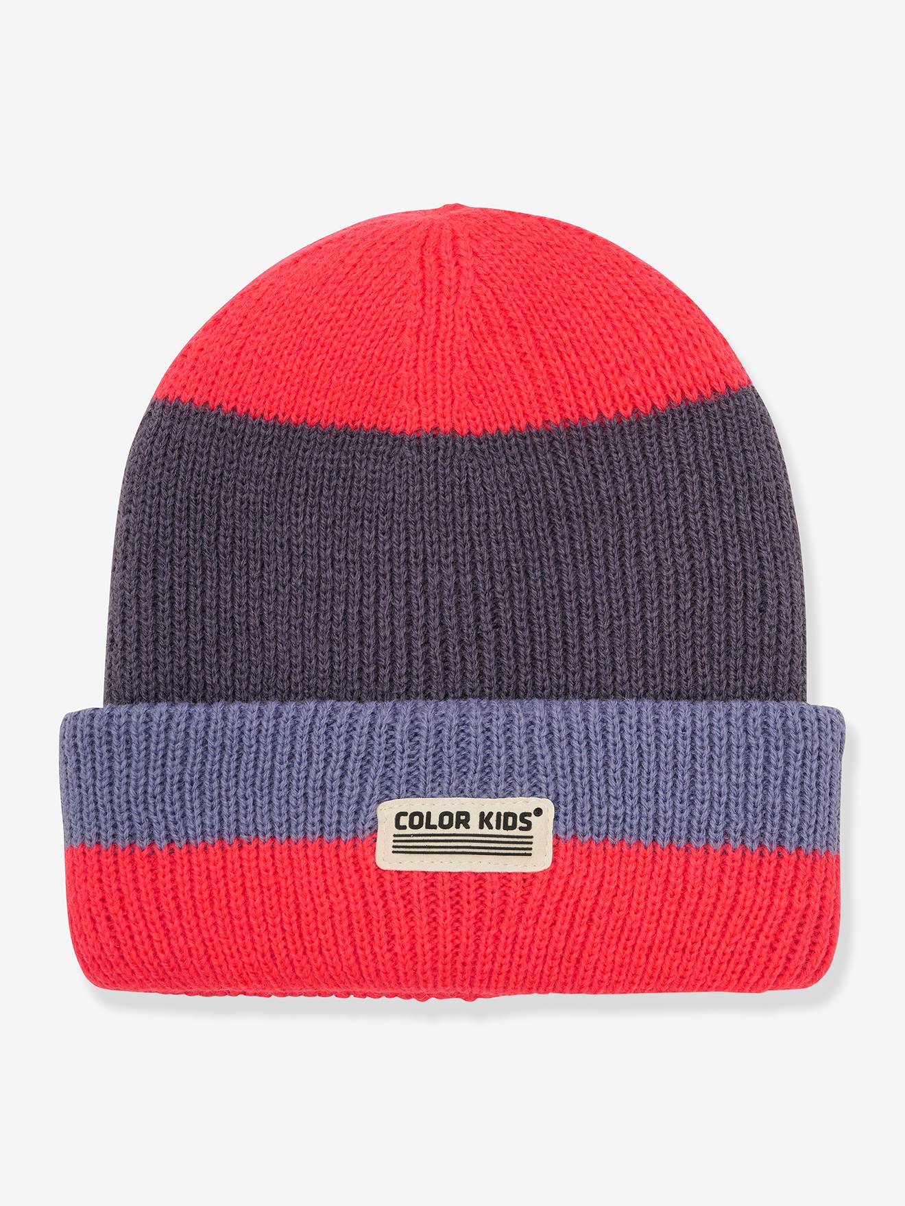 Strickmütze Kontraststreifen Kinder COLOR KIDS lila von color kids