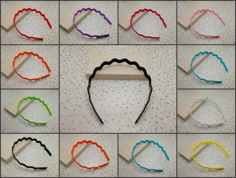 10 Mm Mix Farbe Kunststoff Gewellt Stirnband Blanko , Schwarze Harz Haar Haarspange Clip Kamm Tiara Schmuck Accessoire Haarband Bh0005 von color4yourlife