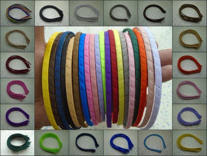 5 Mm Breite Mischung Farbe Satin Bedeckt Metall Haarband Rohling , Schwarze Haar Kopfband Spange Clip Kamm Tiara Schmuck Finden Bh0009 von color4yourlife