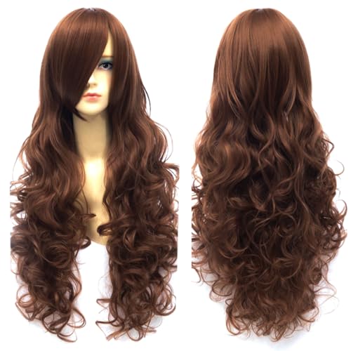 Colorfulpanda Cosplay Perücke Braun Damenperücke Lang Gewellt Locken Perücken Wigs für Frauen Alltag Anime Cosplay Kostümparty Halloween Karneval von colorful panda