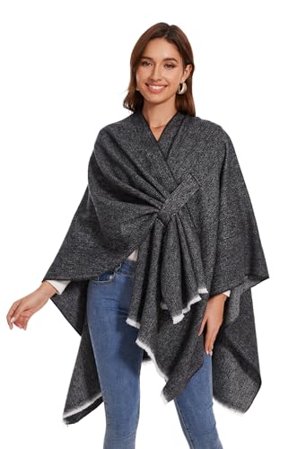 Colornial Damen Eleganter Umhang Schal Vorderseite Offen Weicher Poncho, Geeignet für Frühling, Herbst und Winter von colornival