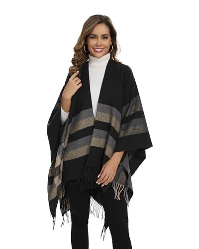 Colornial Damen Eleganter Umhang Schal Vorderseite Offen Weicher Poncho, Geeignet für Frühling, Herbst und Winter von colornival