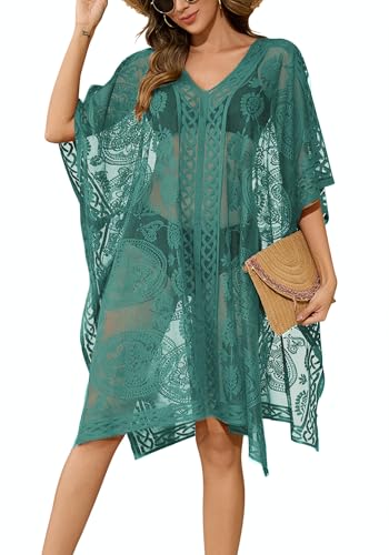 colornival Damen Bademode Überwurf für Strand und Pool, Spitze V-Ausschnitt Badeanzug Kleid, Bikini Überwurf von colornival