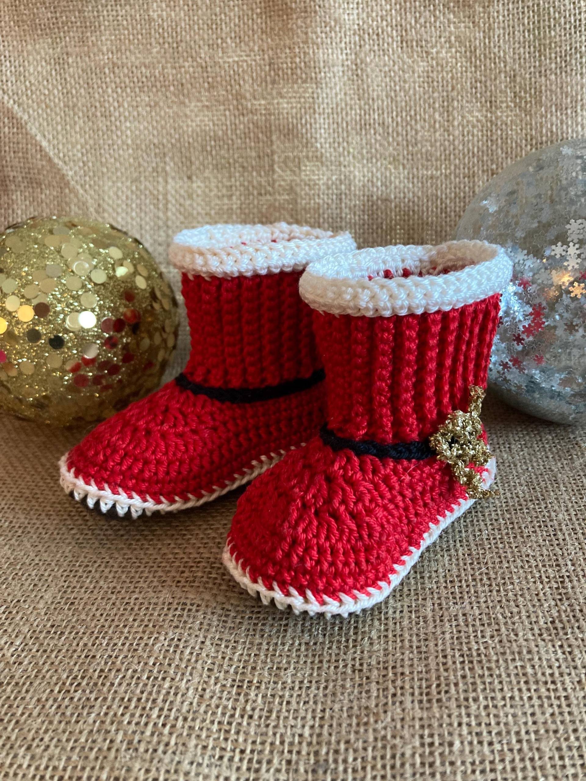Baby Schuhe Stiefel Santa Claus Nikolausstiefel Christmas - Mit Liebe Gehäkelt Handmade von colortunes