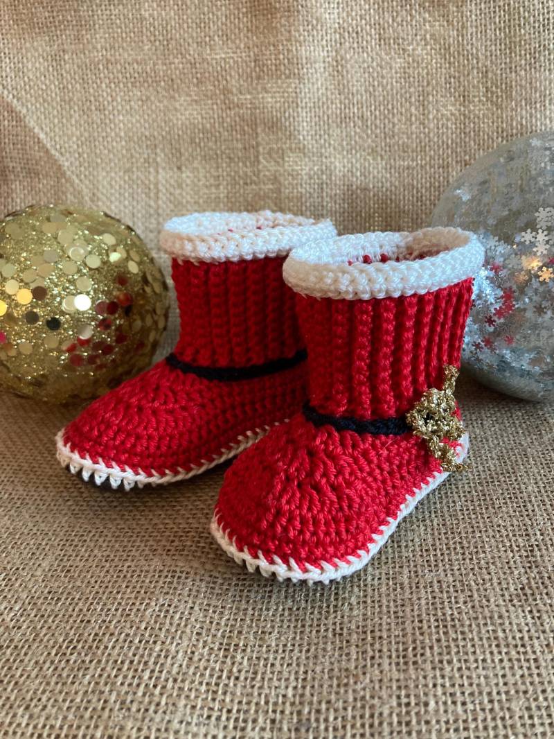 Baby Schuhe Stiefel Santa Claus Nikolausstiefel Christmas - Mit Liebe Gehäkelt Handmade von colortunes