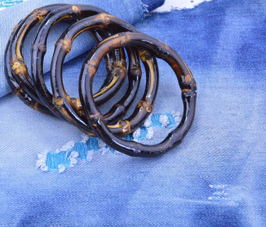 2 Stück Bambusarmbänder, Natürliches Bambusarmband, Große Bambuskreise von colourribbonshop