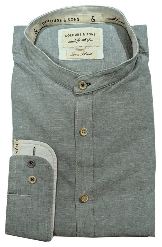 colours & sons Langarmhemd Colours & Sons Hemd Stehkragen M (1-tlg) von colours & sons