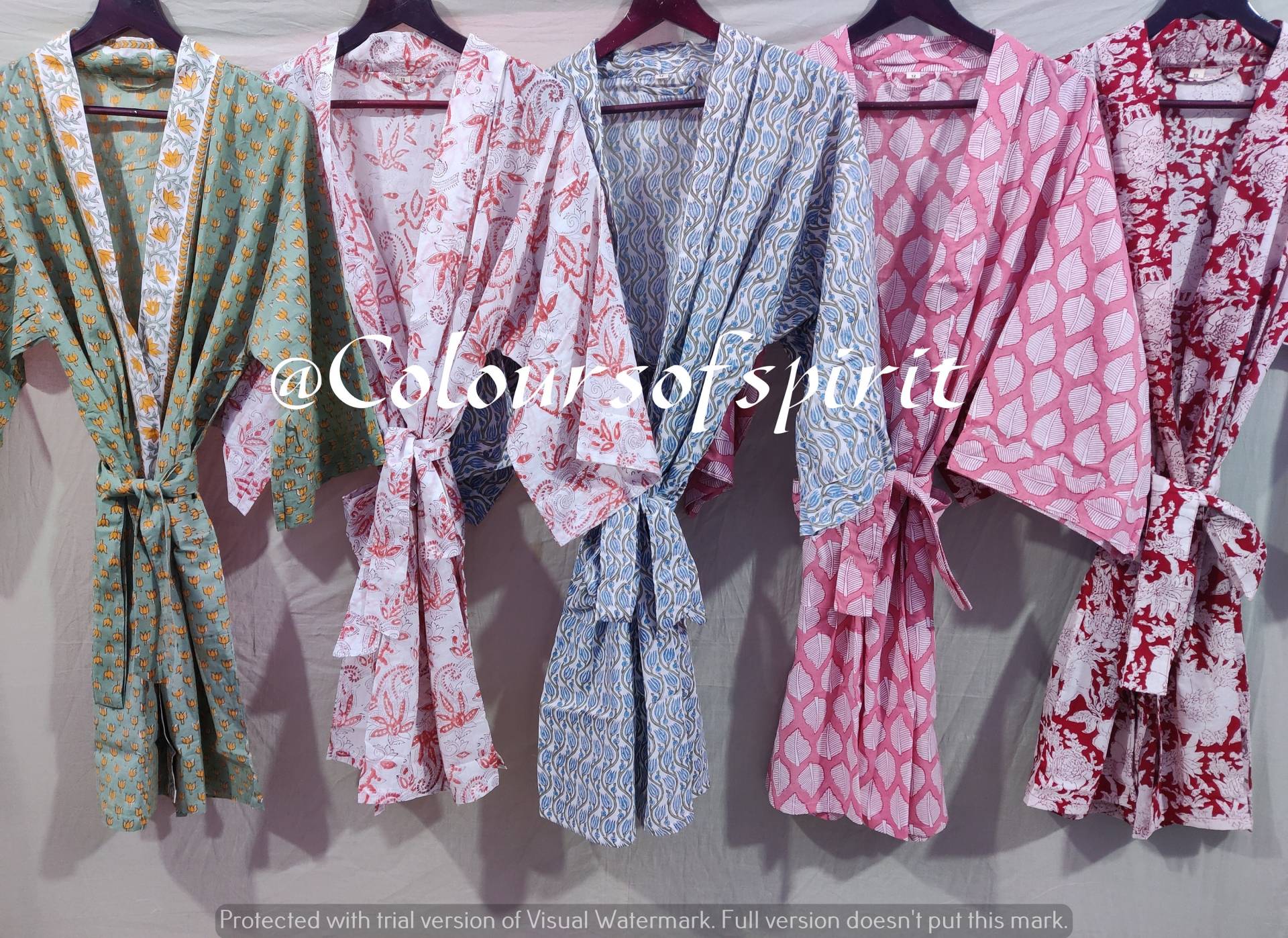 Express-Lieferung - Baumwoll-Kimono-Roben, Blumendruck-Kimono, Weiche Und Bequeme Bademäntel, Wickelkleid, Hausmantel, Robe, Kimono, Set Ab 5 Stück von coloursofspirit