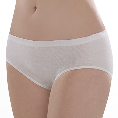 comazo Damen Hüftslip - 5er Pack - Weiß - Gr. 38 - Midislip für Große Größen geeignet - Elastische Beinabschlüsse - Slip ohne Seitennähte - Kochfest bis 95 Grad - Reine Baumwolle von comazo