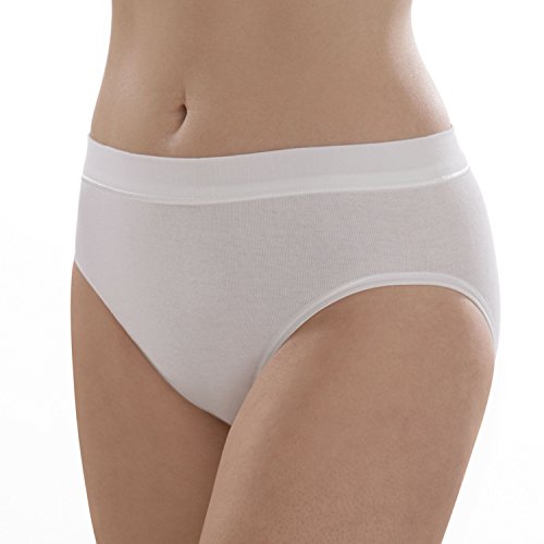 comazo Damen Ladyslip – 5er Pack Maxislip – Weiß – Gr. 42 – Taillenslip mit hohem Bund – Slip ohne störende Seitennähte – Hochwertige Unterwäsche – Unterhose aus 100% Baumwolle von Comazo