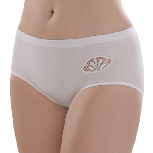 comazo Damen Taillenslip – 5er Pack Maxislip – Weiß – Gr. 42 – Slip mit Motiv – Unterhosen auch für große Größen geeignet – Slips ohne störende Seitennähte – 100% Baumwolle von Comazo