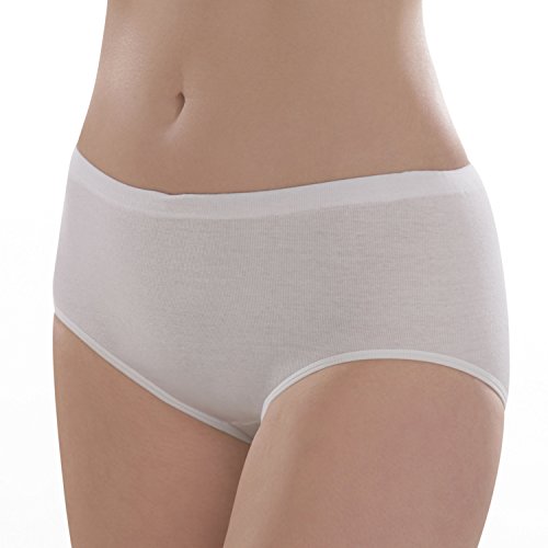 Comazo Damen Taillenslip - 5er Pack Taillenslips - Weiß - Gr. 40 - Slip mit hohem Bund - Maxislip für Große Größen geeignet - Unterhose ohne Seitennähte - Kochfest 95 Grad - Reine Baumwolle von Comazo