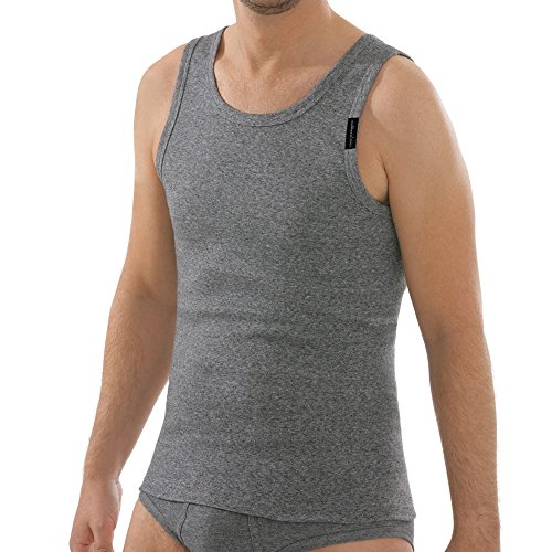 Comazo Herren Unterhemd - Unterhemden Feinripp - Shirt ohne Arm - Tank Top aus reiner Baumwolle Platin - Grau-meliert - Gr. 6 (L) von Comazo