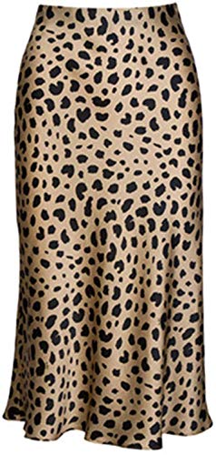 Damenrock, Leopardenmuster, hohe Taille, versteckter elastischer Bund, Midi-Röcke, Leopard 02, 36 von comefohome