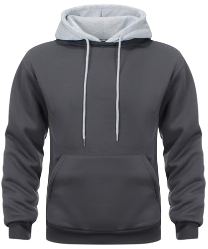 comefohome Hoodie Herren Pullover Langarm Sweatjacke Kapuzenpullover Farbblock Sweatshirt Hoody Kapuzenjacke mit Tasche Grau S von comefohome