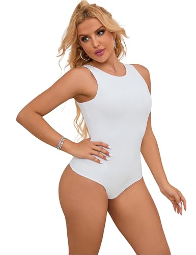 comeondear Damen Body Ärmellos Dessous Sexy Unterwäsche Curvy Große Größen Basic Tshirt Tank Top Unterziehbody mit Rundhalsausschnitt Elegante Body Suit Women Stringbody mit Druckknöpfe(Weiß,XXL) comeondear Damen Body Ärmellos Dessous Sexy Unterwäsche Curvy Große Größen Basic Tshirt Tank Top Unterziehbody mit Rundhalsausschnitt Elegante Body Suit Women Stringbody mit Druckknöpfe(Weiß,XXL) von comeondear