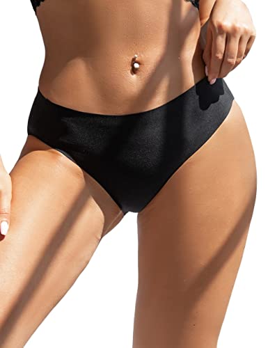 comeondear Damen Hipster Höschen Soft Panties Seamless Brazilian Slip Niedrige Taille Unterhosen Große Größen String Tanga Schwarz XS-S von comeondear