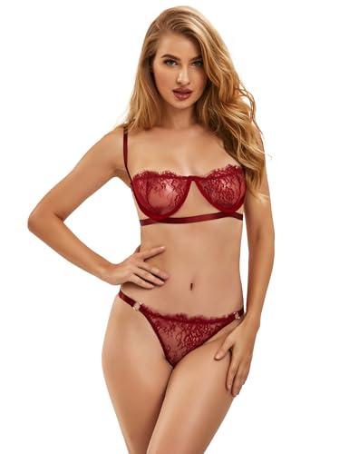 comeondear Dessous Damen Sexy Unterwäsche Curvy Reizwäsche Set Push Up BH und Slip für Mollige Frauen Spitze Dessous-Sets Transparent Große Größen Lingerie Women Babydoll Outfit Nachtwäsche(Rot,XXL) comeondear Dessous Damen Sexy Unterwäsche Curvy Reizwäsche Set Push Up BH und Slip für Mollige Frauen Spitze Dessous-Sets Transparent Große Größen Lingerie Women Babydoll Outfit Nachtwäsche(Rot,XXL) von comeondear