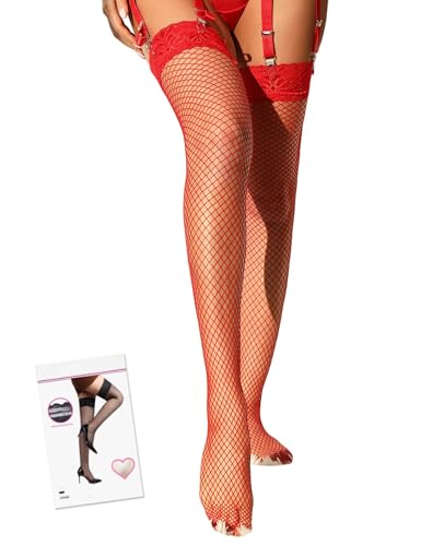 comeondear Netzstrümpfe Halterlos für Damen Sexy Curvy Übergröße Oberschenkel Strümpfe für Strapsen Dessous Reizwäsche für Mollige Frauen Kniestrümpfe Spitze Nylonstrümpfe Stay Ups(Rot,L-XXL) comeondear Netzstrümpfe Halterlos für Damen Sexy Curvy Übergröße Oberschenkel Strümpfe für Strapsen Dessous Reizwäsche für Mollige Frauen Kniestrümpfe Spitze Nylonstrümpfe Stay Ups(Rot,L-XXL) von comeondear