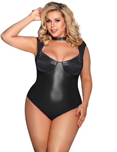 comeondear PU Leder Babydoll Dessous Frauen Wetlook Erotische Bodys für Damen Negligee Große Größen Sexy Unterwäsche Women Bodysuit mit Reißverschluss Druckknöpfe Ouvert Caitsuit ReizwäscheSchwarz,L comeondear PU Leder Babydoll Dessous Frauen Wetlook Erotische Bodys für Damen Negligee Große Größen Sexy Unterwäsche Women Bodysuit mit Reißverschluss Druckknöpfe Ouvert Caitsuit ReizwäscheSchwarz,L von comeondear