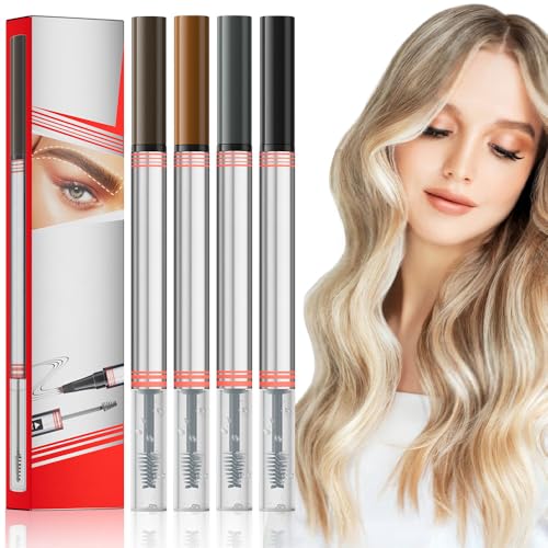 2In1 Augenbrauenstift mit Gel, 2025 Neu Microblading Augenbrauenstift, 2-in-1 Brow Pen and Sealing Brow Gel Wasserfester Magischer Eyebrow Pencil mit 4 Gabelspitzen (4PC) von comepew
