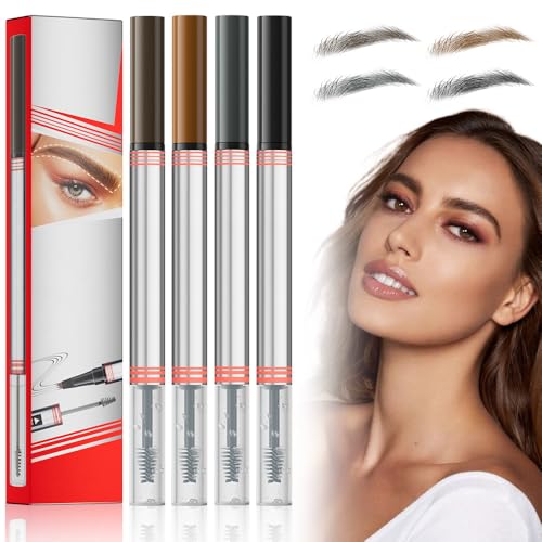 2In1 Augenbrauenstift mit Gel, Neuest Microblading Augenbrauenstift, 2-in-1 Brow Pen and Sealing Brow Gel Wasserfester Augenbrauen Stift mit 4 Gabelspitzen Magischer Eyebrow Pencil (4PC) von comepew