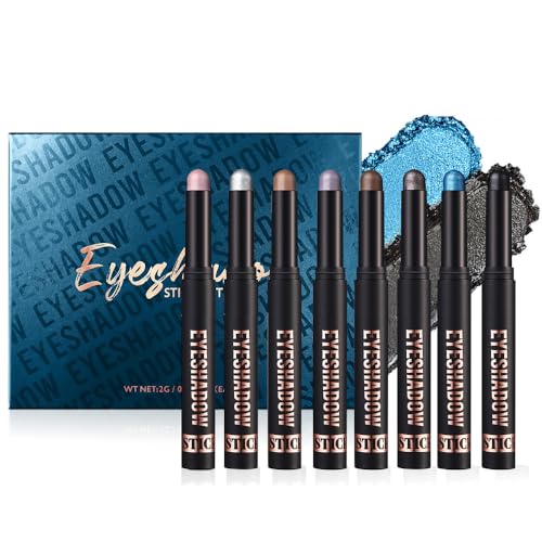 Glitter Eyeshadow Stick, 2025 Neu 8 Farben Lidschatten Stift, Highlighter Eyeshadow Pencil Glitter Eye Shadow Eyeliner Pen als Lidschattenstift oder Eyeliner Glitzerndes Augen-Make-up (C) von comepew