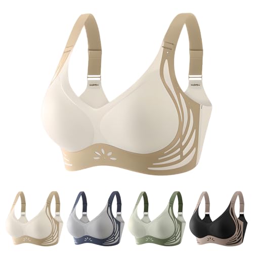 Powerful Push up Seamless Bra Nahtloser BH Damen Ohne Bügel Starker Lifting Anti-Sagging Wireless Adjustable Seamless Bra Soft Lifting (DE/NL/SE/PL, Alphanumerisch, XXL, Regular, Regular, Weiß) von comepew