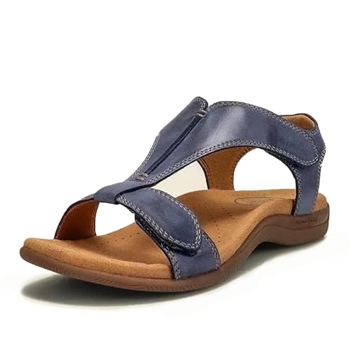 comepew Sandalen Damen, Klettverschluss Damen Sandalen, Ultra-Bequeme Orthopädische SandalenDamen Breite Füße (Blau, Erwachsene, 38, Numerisch, EU Schuhgrößensystem, M) von comepew