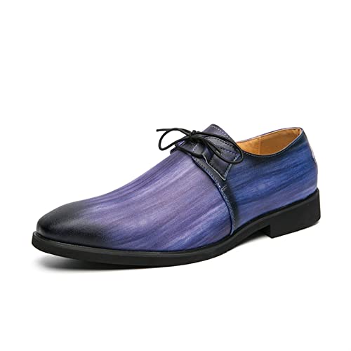 comfortlying Kleid Oxford Schuhe for Männer Schnürung schwarz Burzer Zehen Derby Schuhe Pu. Lederbeständiger, Rutschfester Block-Ferse Niedrige Hochzeit (Color : Blau, Size : 41 EU) von comfortlying