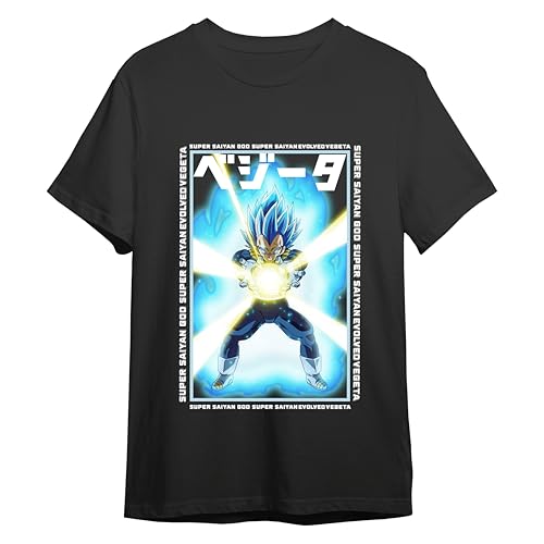 Comic Studio Unisex Dragon Ball Z Camiseta | Vegeta God Super, Sayan | | XXL T-Shirt, Schwarz von comic studio