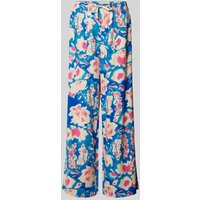 comma Casual Identity Regular Fit Leinenhose mit Allover-Print in Blau, Größe 36 von comma Casual Identity