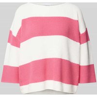 comma Casual Identity Strickpullover mit Blockstreifen in Pink, Größe 44 von comma Casual Identity