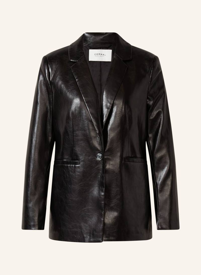 Comma Casual Identity Blazer In Lederoptik schwarz von comma casual identity