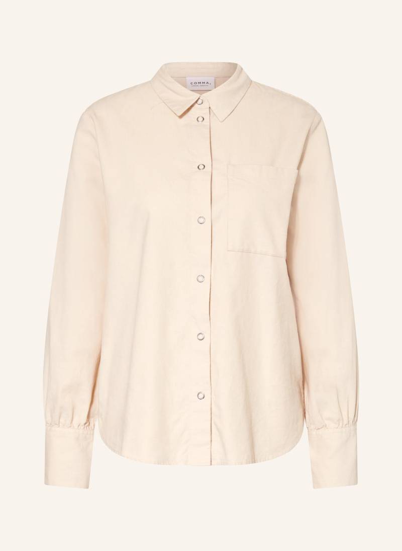 Comma Casual Identity Hemdbluse Aus Cord Mit Rüschen beige von comma casual identity