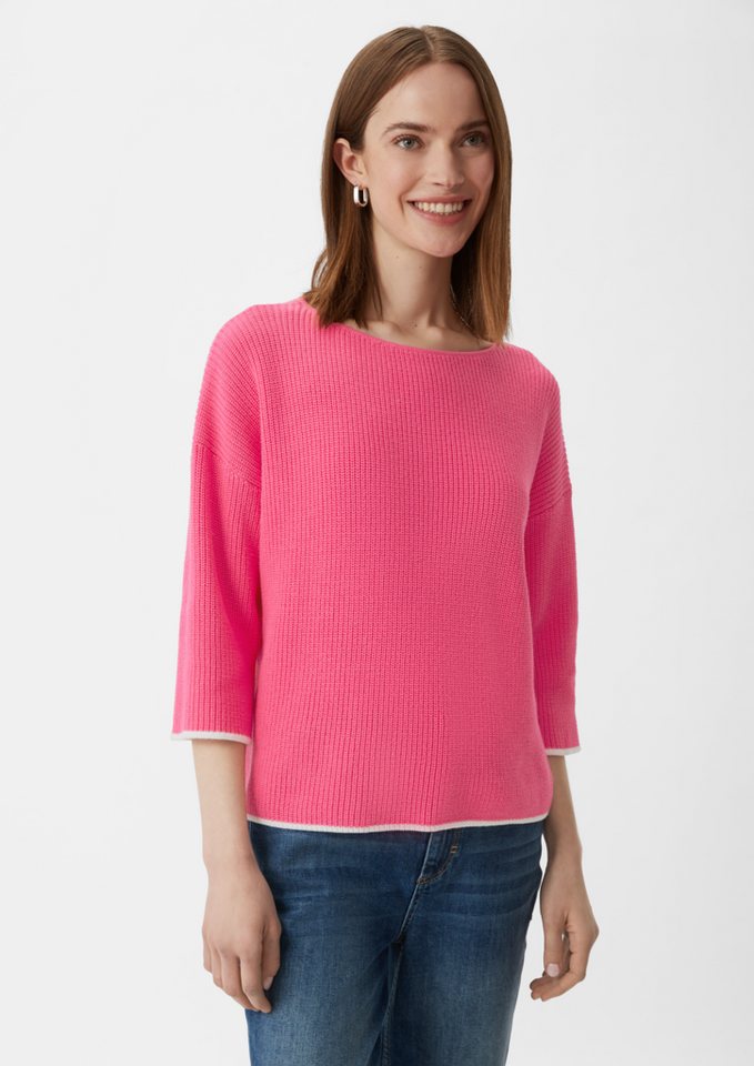 comma casual identity 3/4 Arm-Pullover Strickpullover im Loose-Fit Streifen-Detail von comma casual identity