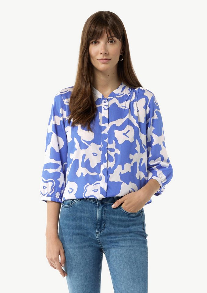 comma Kurzarmbluse Bluse Lyocellbluse mit Faltendetail und 3/4-Ärmeln von comma