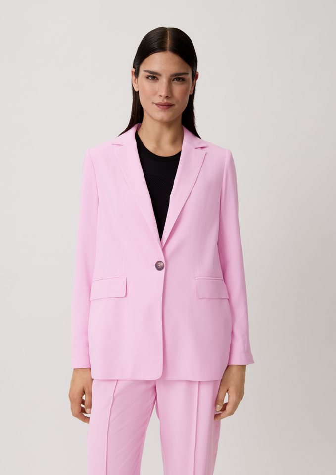 comma casual identity Blusenblazer Blazer aus Viskosemix Label-Patch von comma casual identity