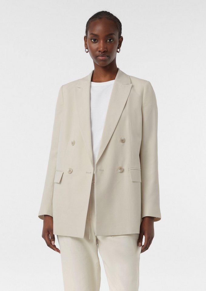 comma casual identity Blusenblazer Zweireihiger Blazer mit Logo-Futter von comma casual identity