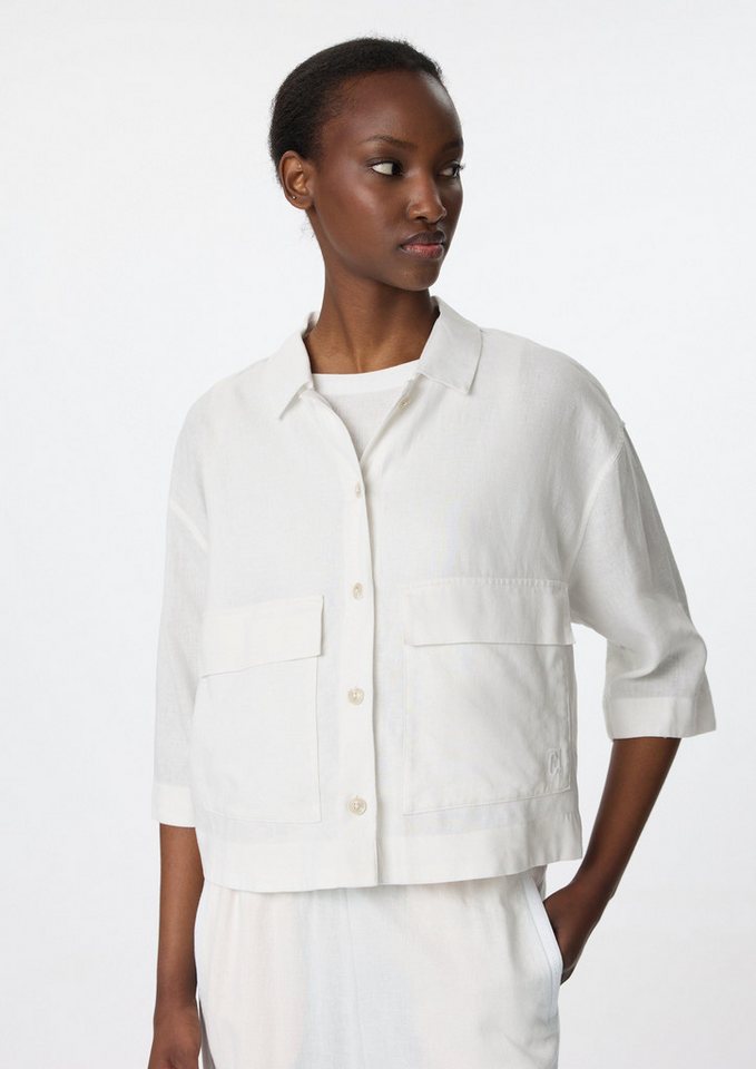 comma casual identity Blusenblazer Kurze Leinemix-Hemdjacke mit 3/4-Ärmeln von comma casual identity