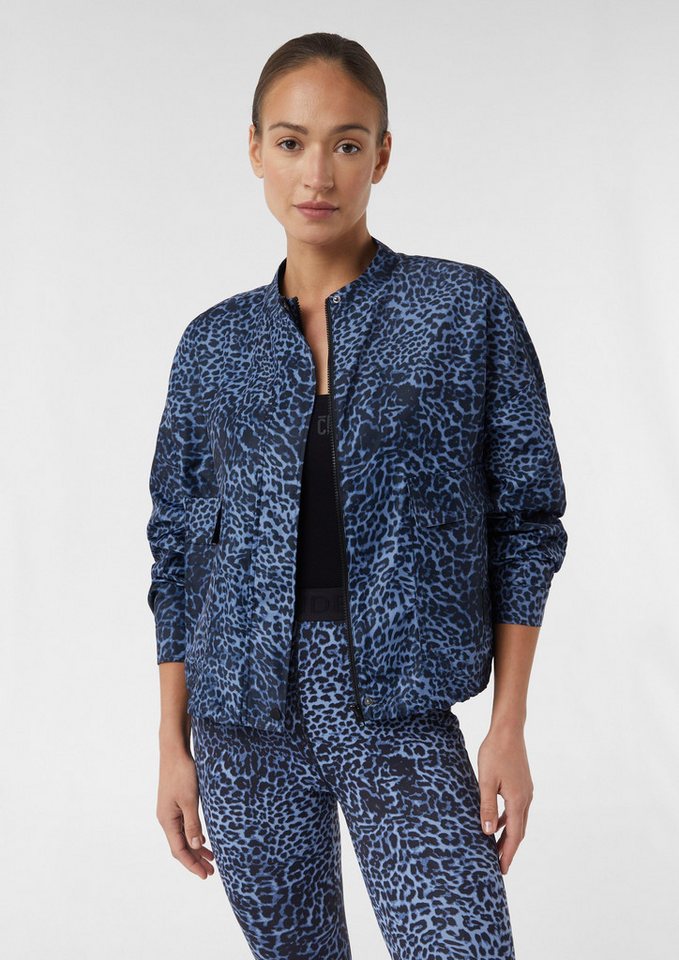 comma casual identity Blusenblazer Blouson im Boxy Fit mit Stehkragen und All-over-Leo-Print von comma casual identity