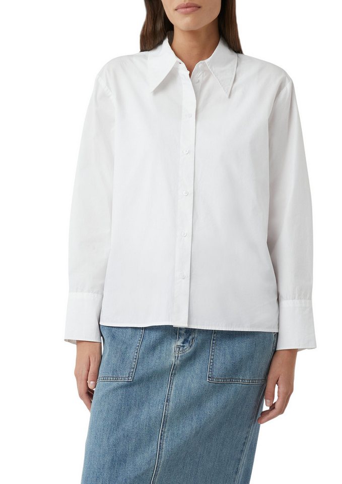 comma casual identity Hemdbluse unifarben, casual, relaxed Fit, mit Hemdkragen, aus Baumwolle von comma casual identity