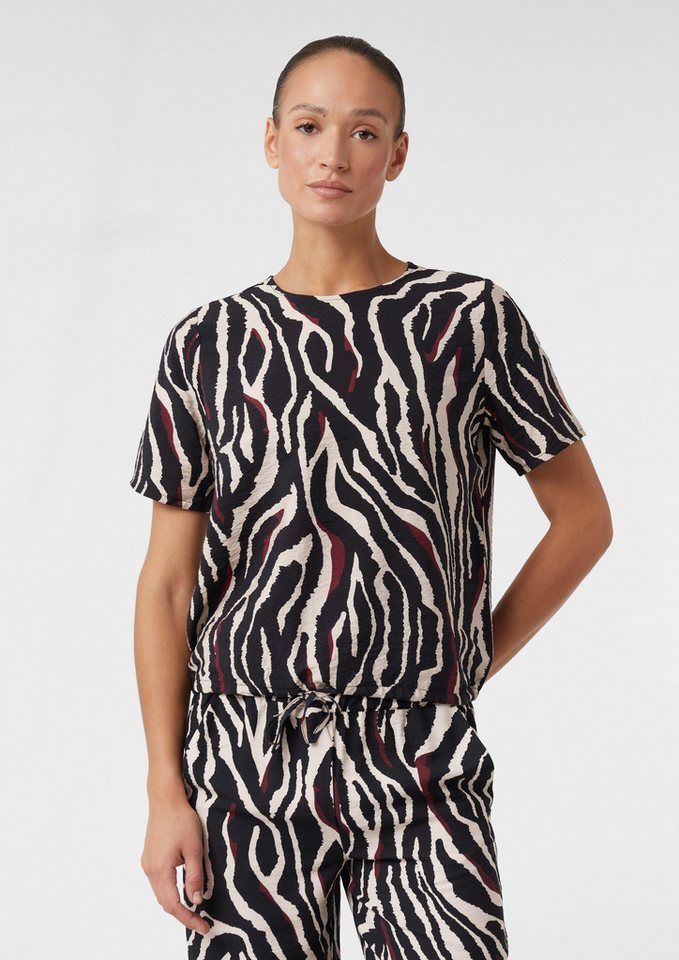 comma Kurzarmbluse Bluse Strukturierte Bluse mit Tunnelzug von comma