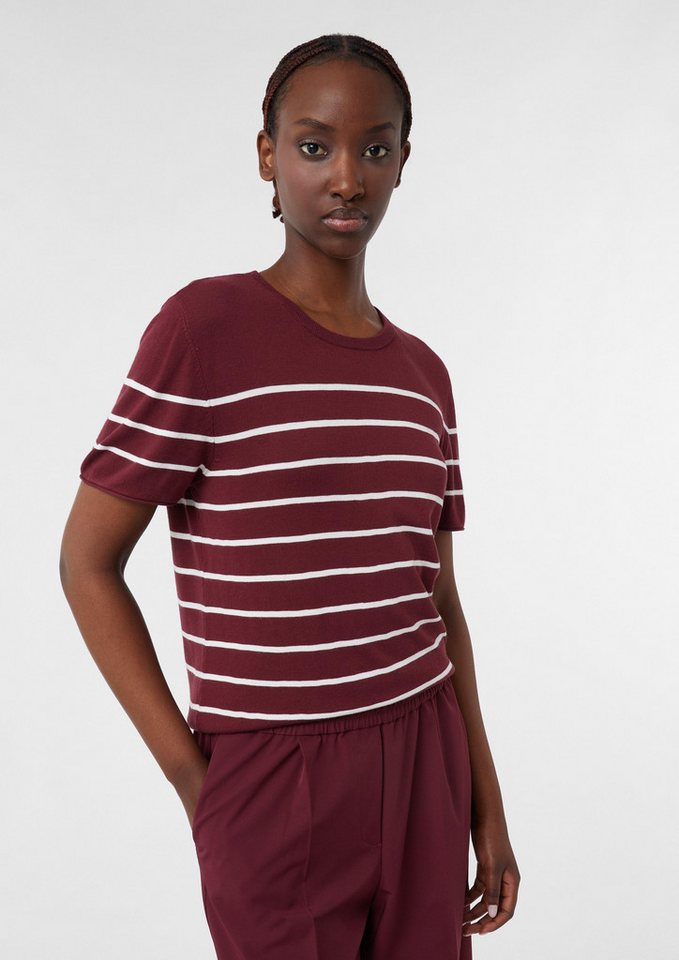 comma casual identity Kurzarmshirt Kurzärmeliger Strickpullover mit Streifen von comma casual identity