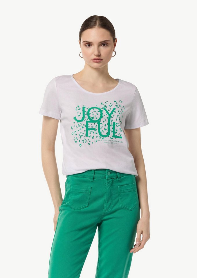 comma Kurzarmshirt T-Shirt T-Shirt mit Front- und Logoprint von comma