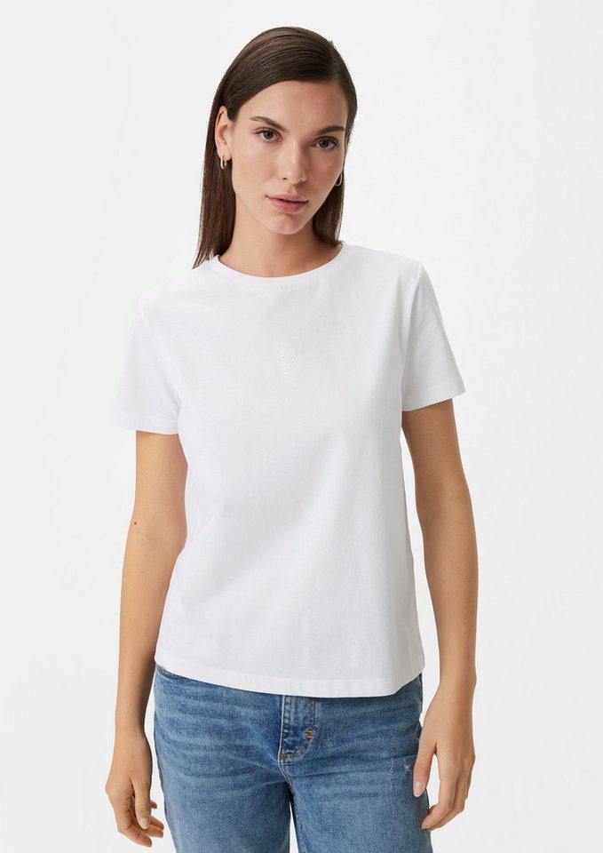 comma casual identity Kurzarmshirt T-Shirt mit Frontprint Logo von comma casual identity